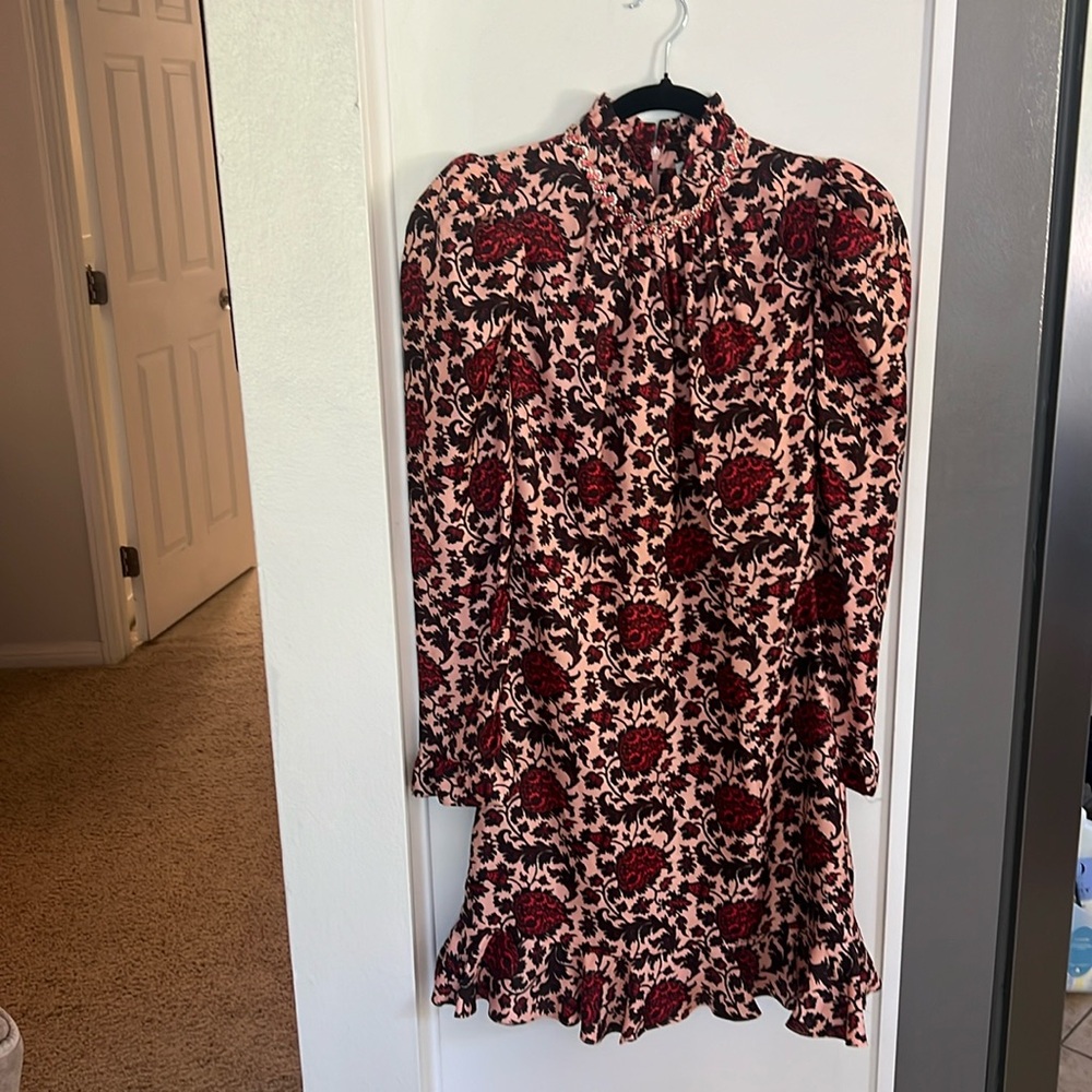 Sandro jeweled neck line dress xxs with side zip